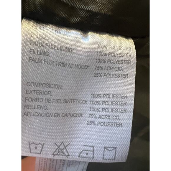 Quilted Coat Parka Moss Green with Faux Fur Trim Detachable Hood--Womens M - Picture 11 of 14